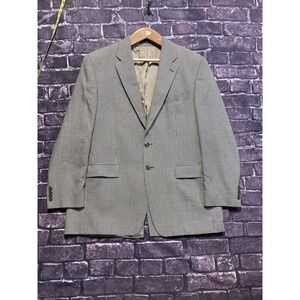Lauren Ralph Lauren Houndstooth Blazer Jacket Men 48 Silk Wool Vented Sport Coat